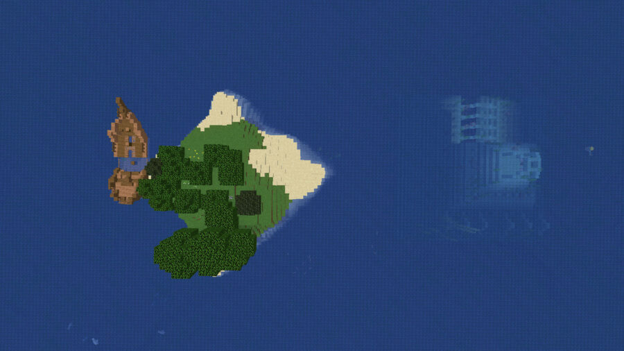Graine de Minecraft avec naufrage, île et monument océanique