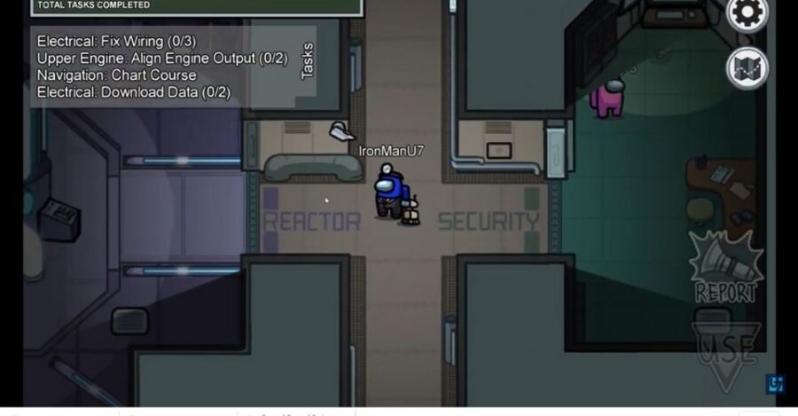 Caméra à l'extérieur de la salle de sécurité à Skeld