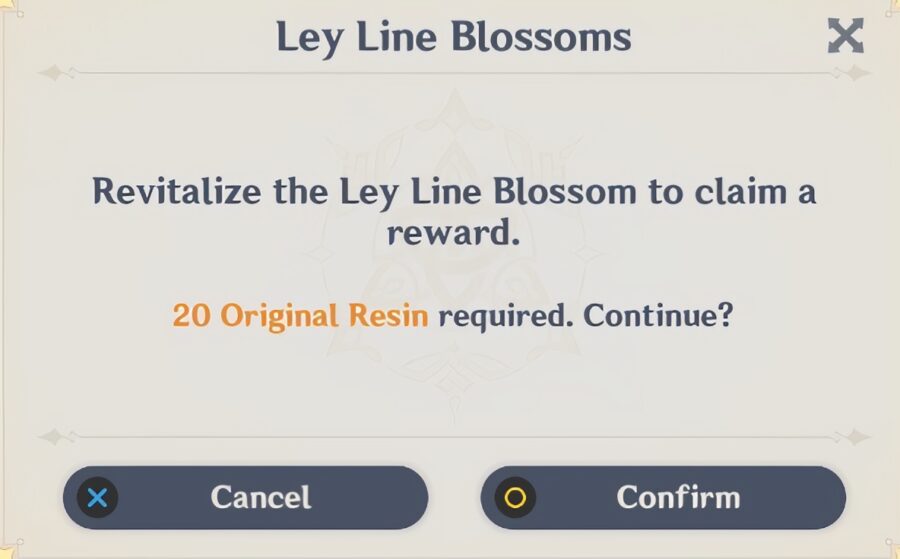 Une capture d'écran de la fenêtre pour payer une récompense en utilisant la résine originale