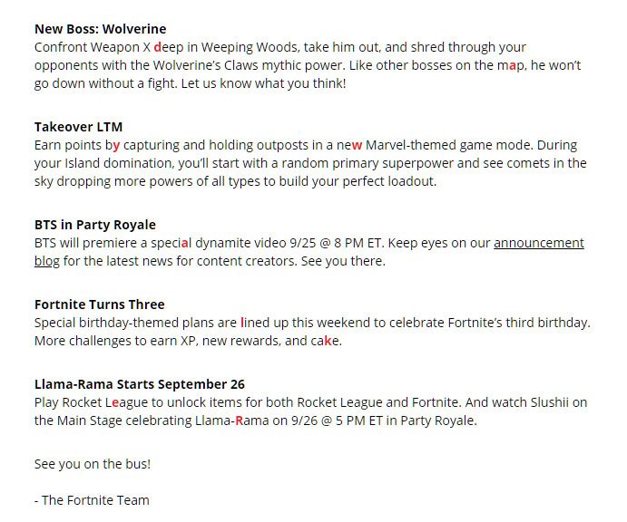 Notes de mise à jour Fortnite définissant Daywalker