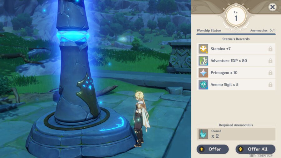 Statue de l'offrande des Sept à Genshin Impact