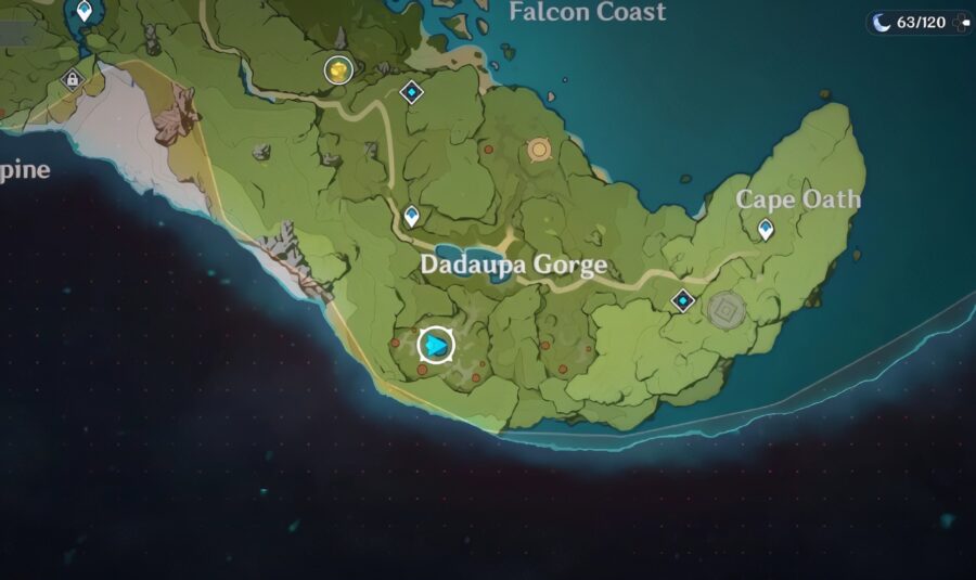 Une capture d'écran de l'emplacement du deuxième joint dans Genshin Impact