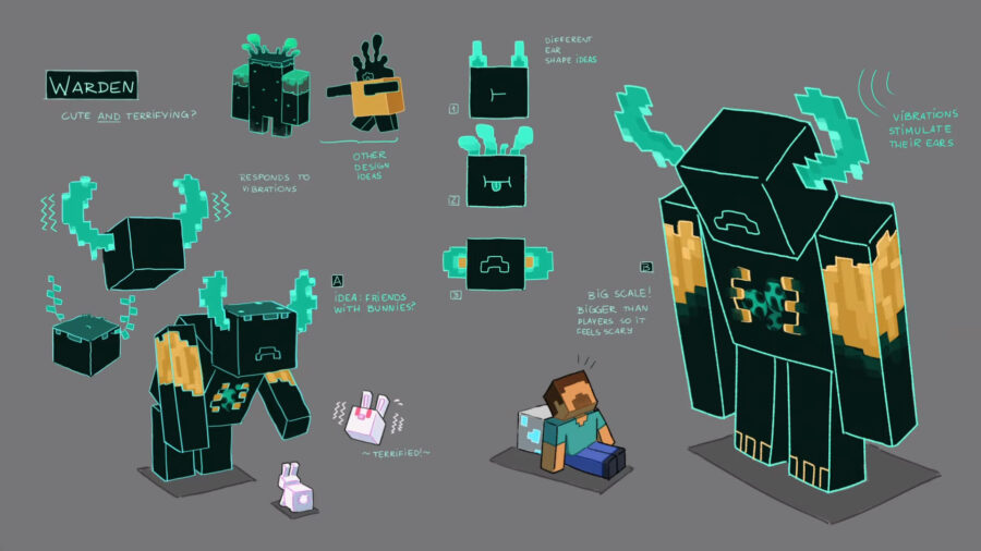 Dessins conceptuels de Minecraft Warden