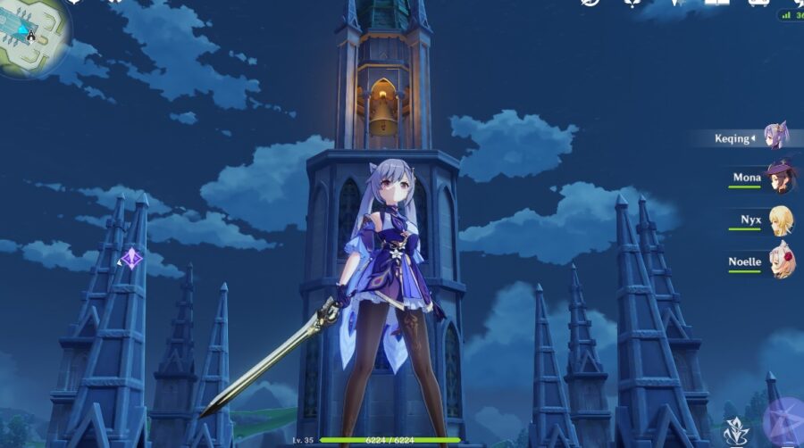 Une capture d'écran de la carte de Genshin Impact montrant l'emplacement d'un coffre caché.