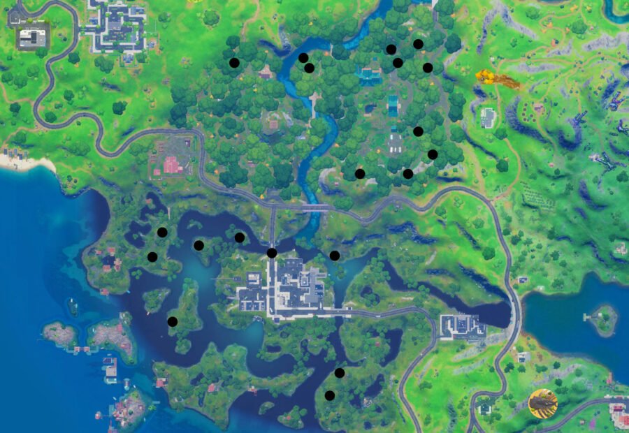 Carte de localisation de spawn de carcajou à Fortnite