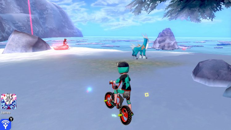 Une capture d'écran de la toundra de la couronne montrant l'emplacement du Pokémon légendaire Cobalion