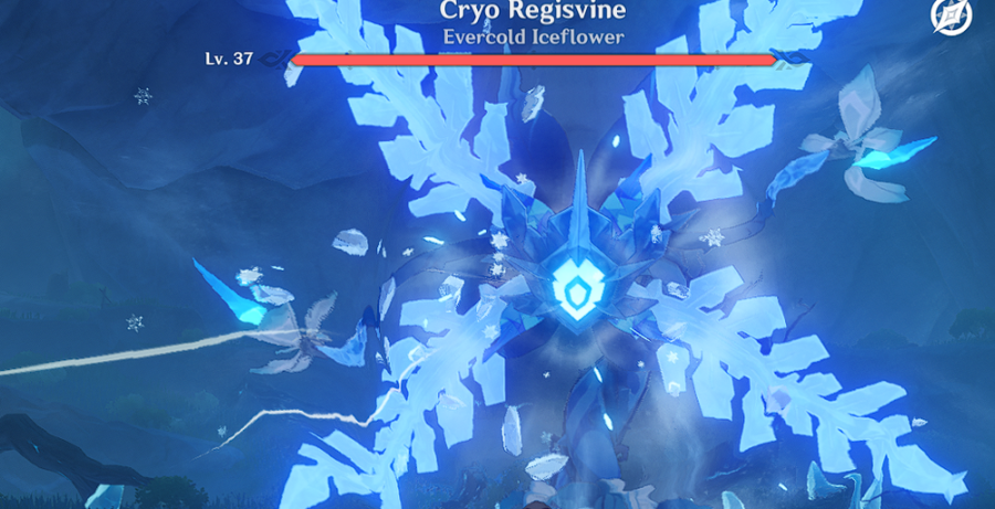 Une capture d'écran d'Elite Boss Cryo Regisvine dans Genshin Impact.