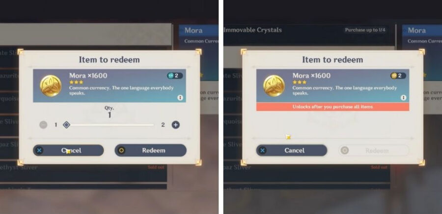 Échange de Sigil dans Genshin Impact