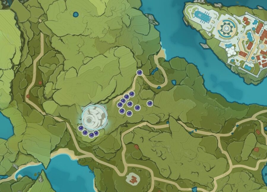 Une capture d'écran de l'endroit où trouver Wolfhook dans Genshin Impact.