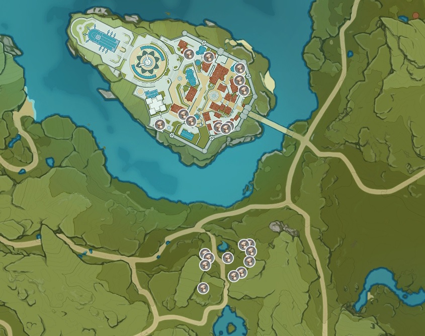 Une capture d'écran de l'endroit où trouver les champignons Philanemo dans Genshin Impact.