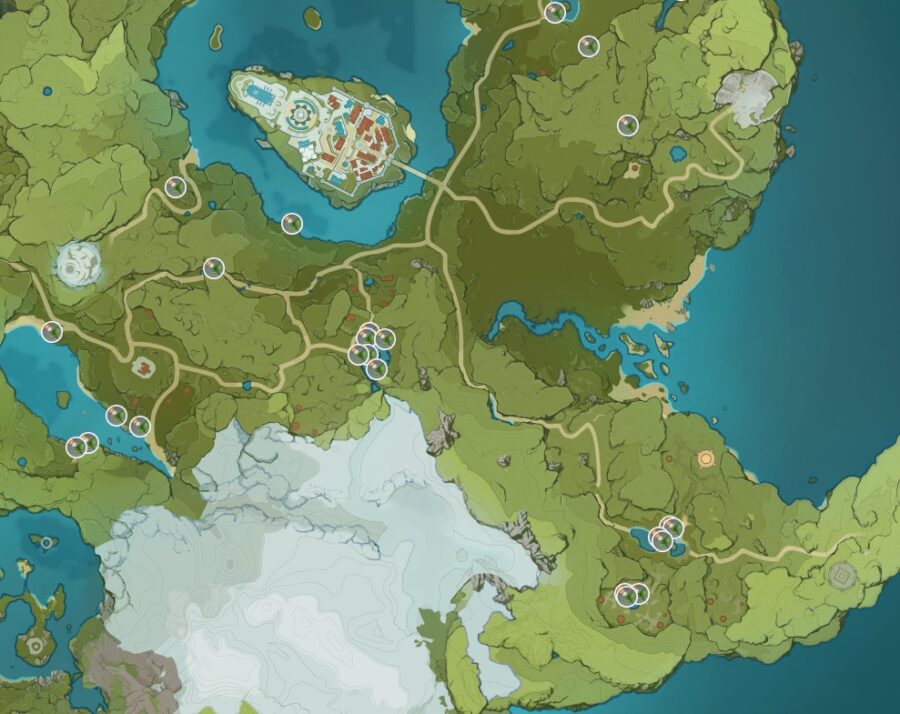 Une capture d'écran de l'endroit où trouver Calla Lily dans Genshin Impact.