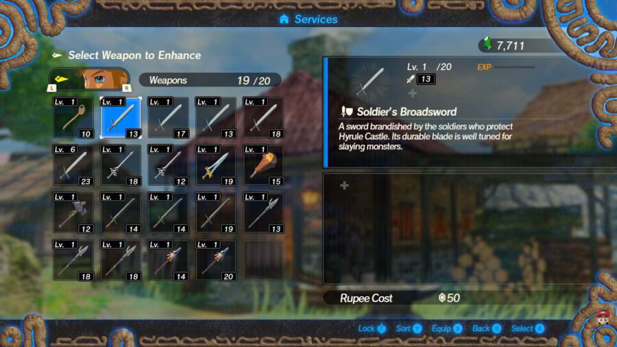 Menu Forgeron dans Hyrule Warriors: Age of Calamity