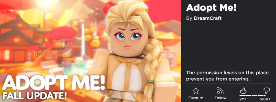 Erreur des niveaux d'autorisation Adoptez-moi