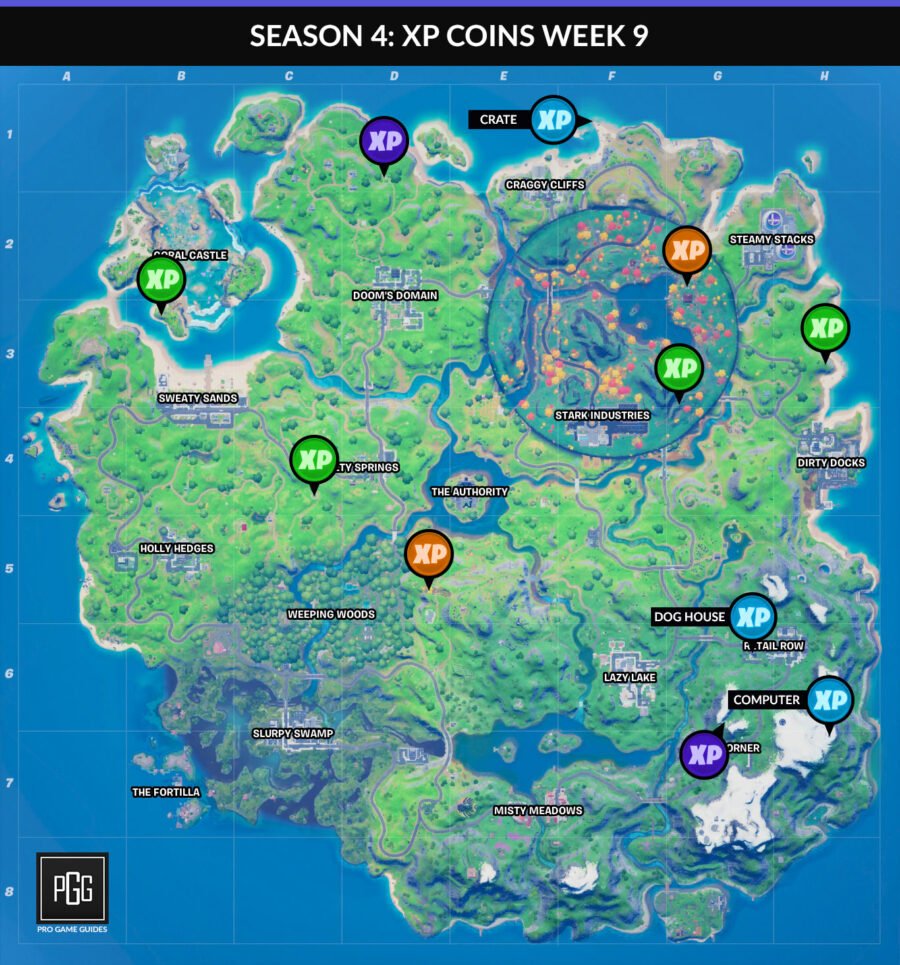 Fortnite Chapter 2 Saison 4 Semaine 9 Carte de pièces XP