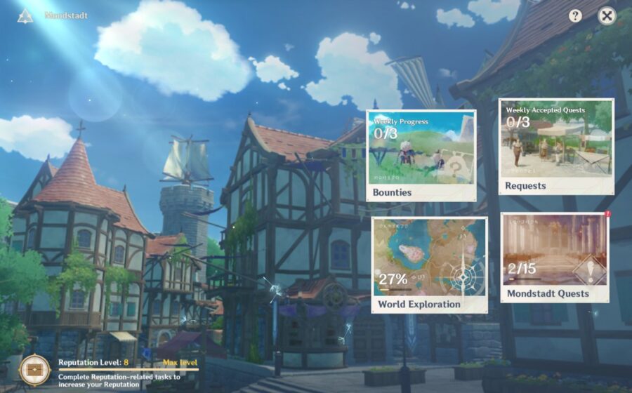 Une photo montrant le nouveau système de réputation à venir sur Genshin Impact dans la mise à jour 1.1