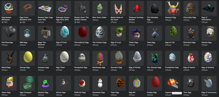 Articles de la boutique d'avatar Roblox Egg Hunt