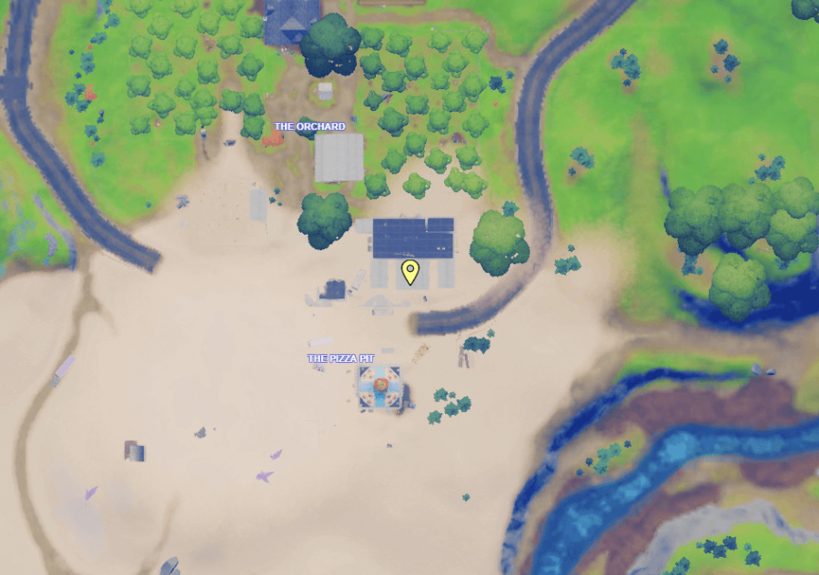 Une carte de Fortnite montrant l'emplacement d'un défi de la semaine 8