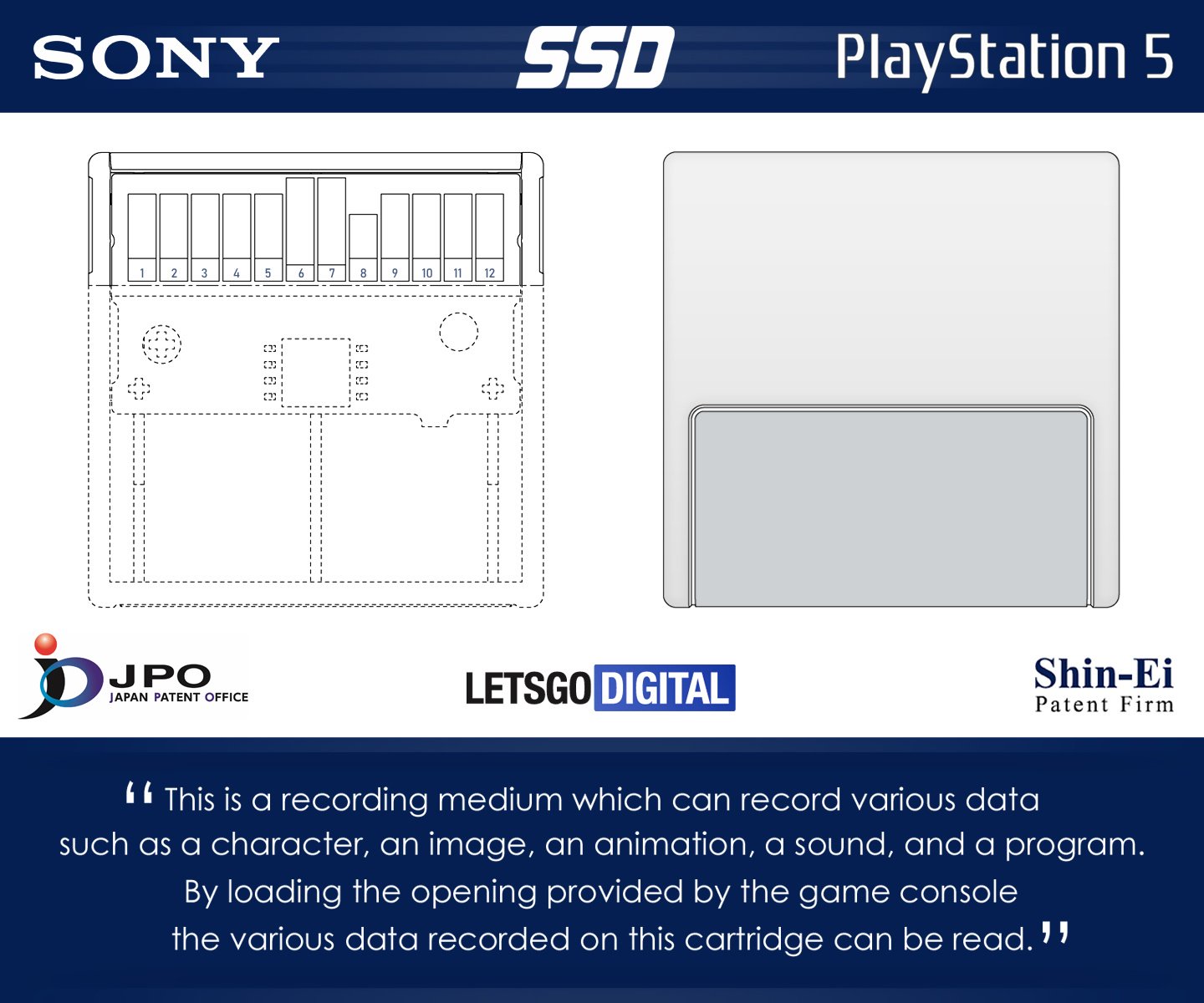 Cartouches de stockage PSD PlayStation 5 PS5 Image de brevet du Japon