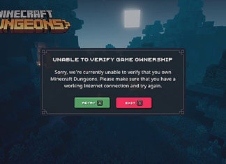 Minecraft Dungeons Impossible de vérifier le correctif de propriété du jeu
