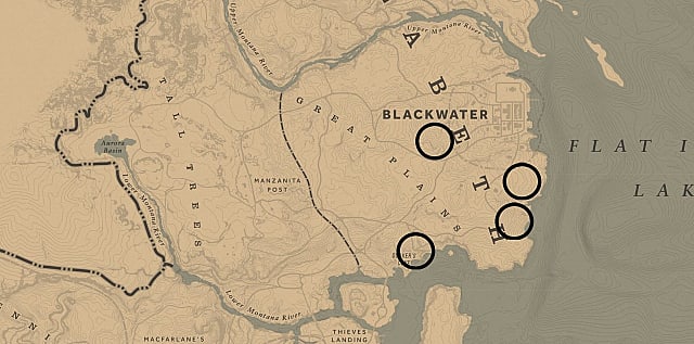 Carte des emplacements du coquelicot des Prairies Red Dead Redemption 2