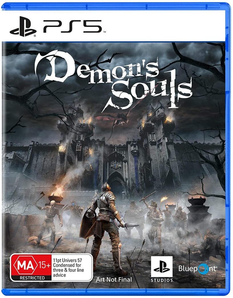 Un espace réservé pour l'art de la boîte pour le jeu PlayStation 5 Demon Soul's