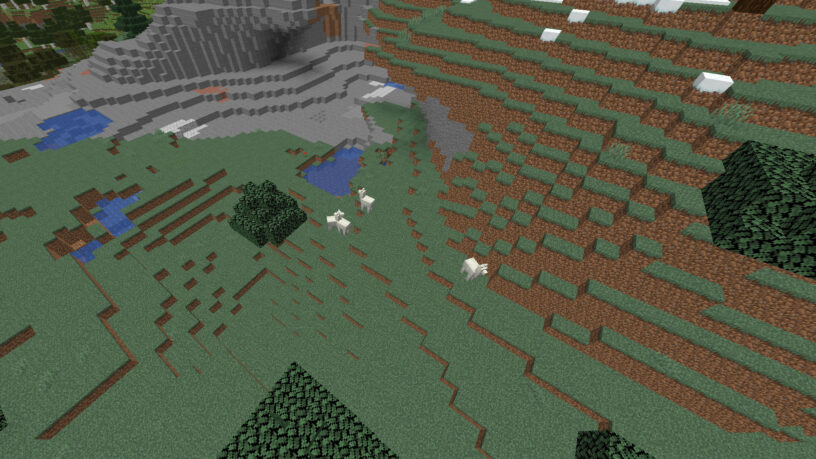 Troupeau de lama dans un biome de montagne à Minecraft