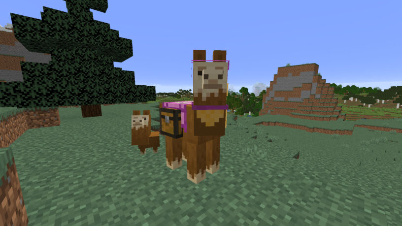 Llama portant un tapis rose dans Minecraft