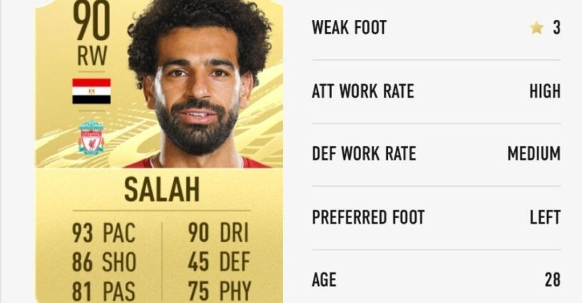 Carte de joueur de Salah dans FIFA 21