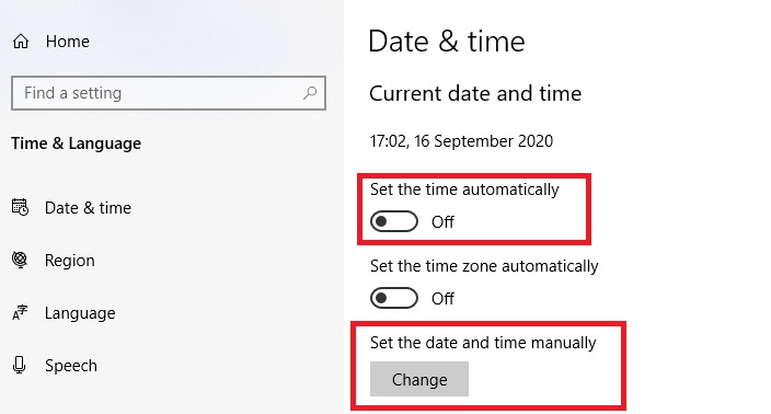 Les paramètres de date et d'heure dans Windows 10