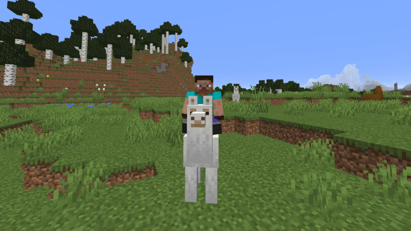 Monter un lama blanc dans Minecraft