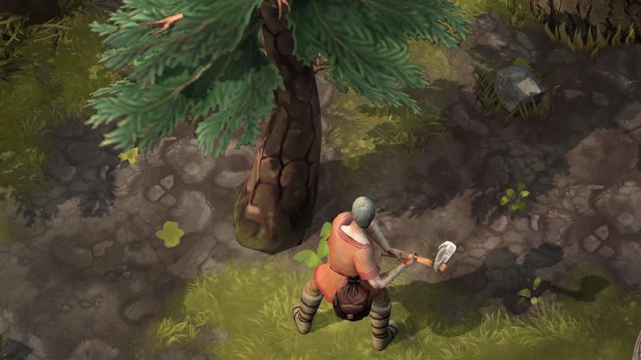Viking abattant un arbre à Frostborn