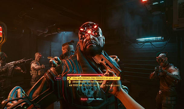 Cyberpunk 2077 Le ramassage: tuer Royce ou payer pour la tête plate?
