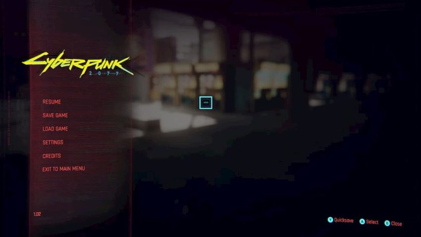 Le menu d'options principal de Cyberpunk 2077, indiquant l'emplacement de sauvegarde du jeu