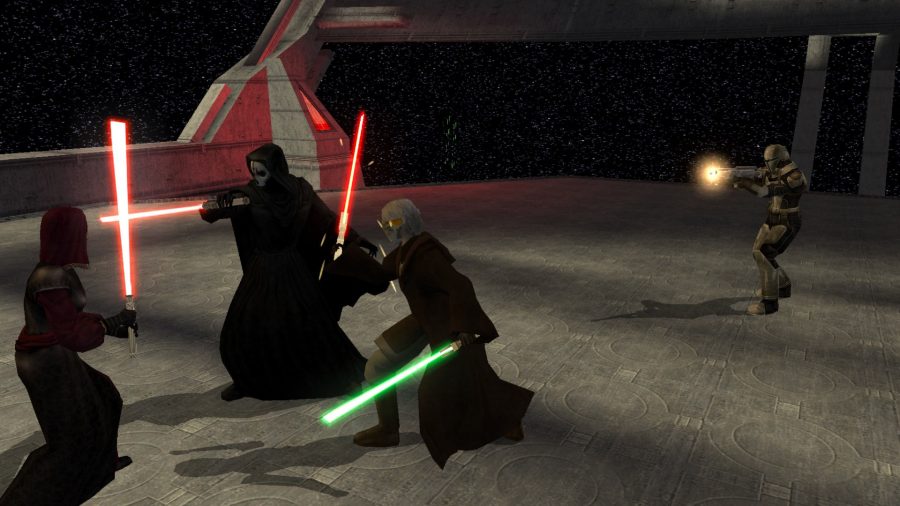 Un duel au sabre laser dans Star Wars: Knights of the Old Repblic 2