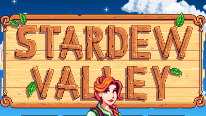 Leah in front of the Stardew Valley Loading Screen.