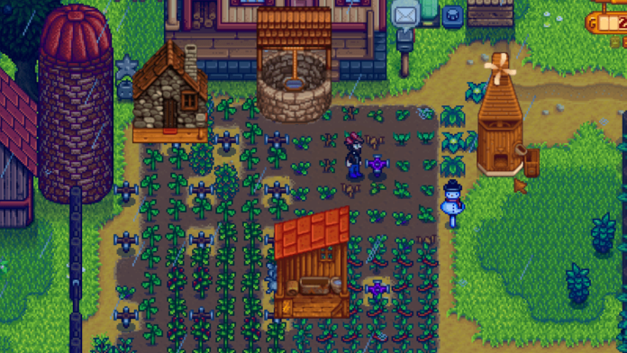 Stardew Valley farm with several misplaced buildings.