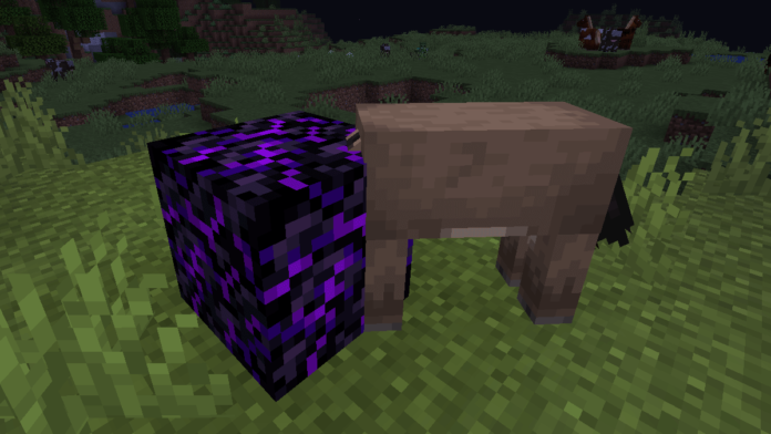 Donkey with its head stuck in Crying Obsidian.