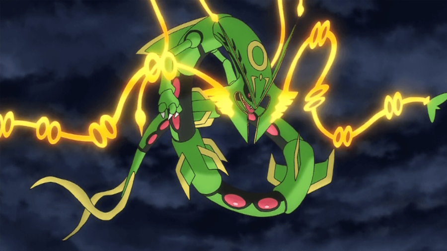 Image d'un Mega Rayquaza dans le Pokemon Anime.
