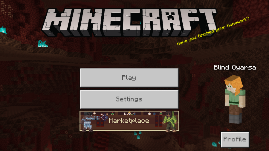 Une capture d'écran de l'écran de titre dans Minecraft Bedrock.