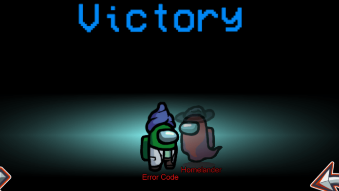 Among Us victory screen for Error Code