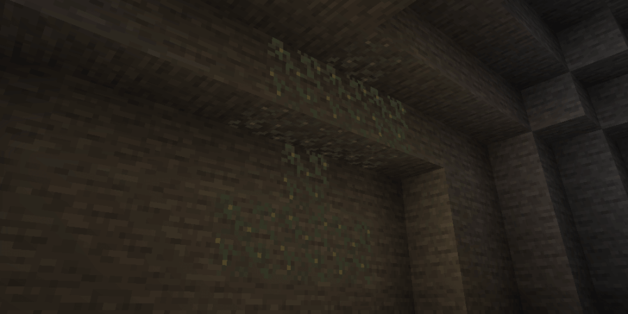 Une capture d'écran de Glow Lichen dans Minecraft.