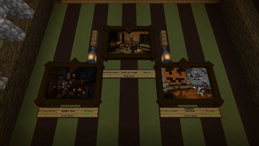 Une capture d'écran d'images avec des mini-jeux dans Minecraft.