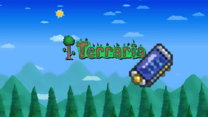 Terraria Title Screen with a Cell Phone.
