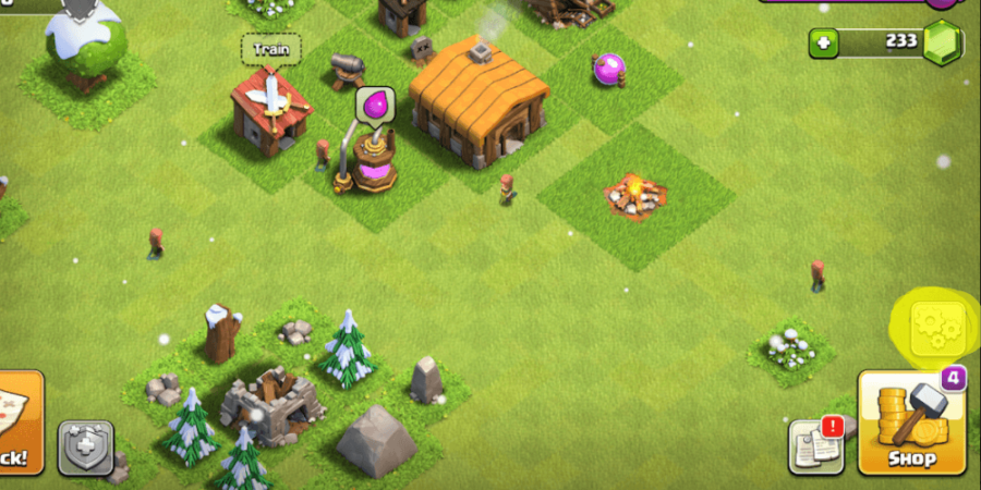 Une capture d'écran du village principal de Clash of Clans.