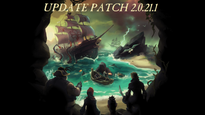 The Update Patch Title over the Sea of Thieves Title Image.