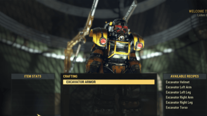 Comment obtenir une armure de puissance d'excavatrice dans Fallout 76
