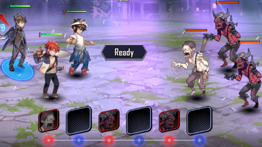 Une capture d'écran d'une bataille en cours dans Hero Cantare