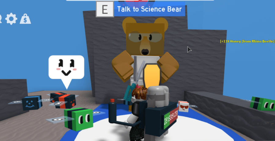 Science Bear dans Roblox Bee Swarm Simulator.
