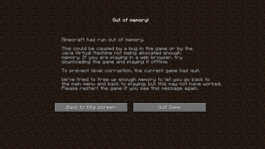 Un code d'erreur Minecraft.