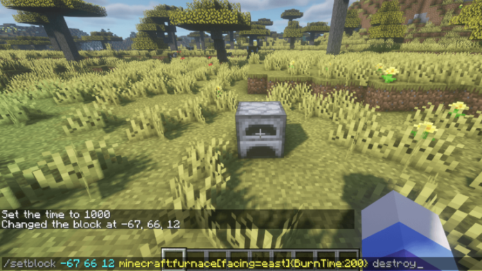 Minecraft Setblock Command being used.